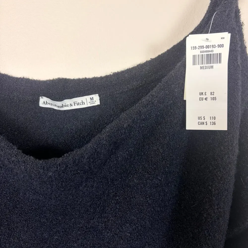 NWT Abercrombie & Fitch Off Shoulder Maxi Dress Black Long Sleeve Women’s M
